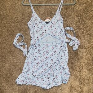 Floral Blue Wrap Dress